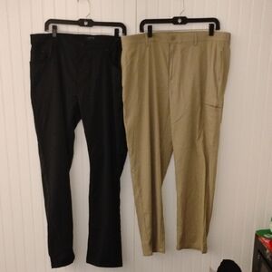 2 Pair Men's Black and Tan Pants